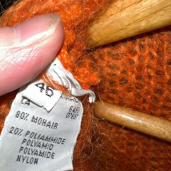 70s-80s United Colors of Benetton Mohair Cardigan, Cable Knit, Copper Buttons - Picture 4 of 6